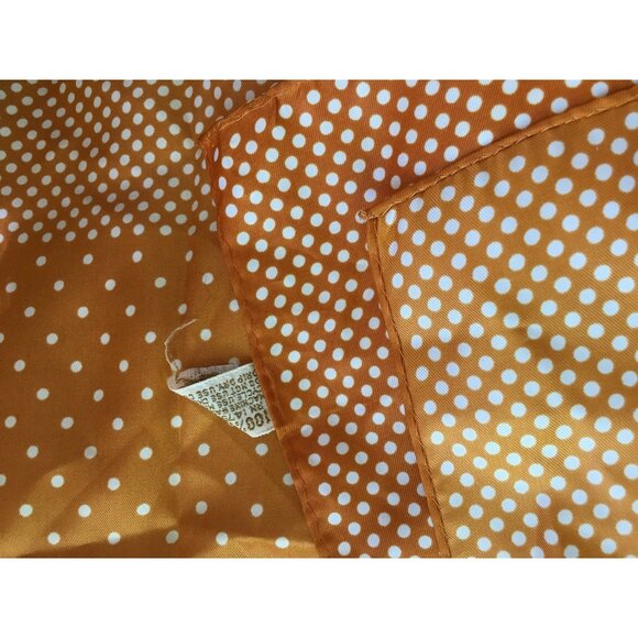 Vintage 100% Polyester Orange Polka Dot Scarf 26" Square For Women - Picture 5 of 5